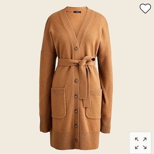 J.Crew Tie-waist cardigan dress in wool-cashmere S Small Hillside Brown